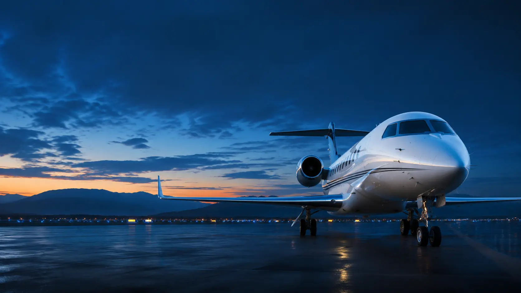 Jet ejecutivo en plataforma al amanecer, FBO y ground handling en Guatemala